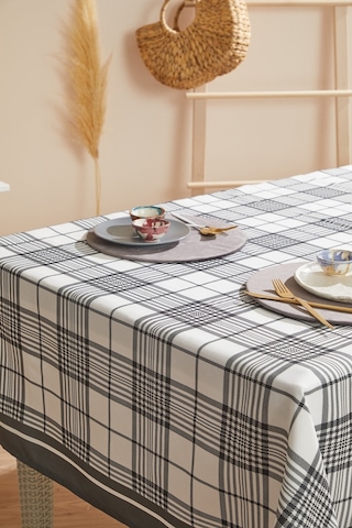 Gri Pötikareli Leke Tutmaz Masa Örtüsü