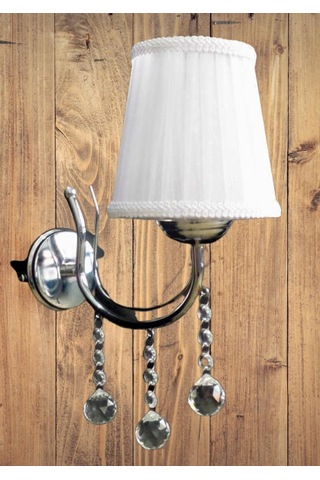 Metal Krom Taşlı Beyaz Başlıklı Aplik Beyaz