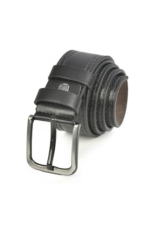 Deepsea Erkek Siyah 4,5 Cm Eninde Yanları Dikiş Desenli Suni Deri Spor Kemer 2402606 False