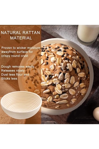 Maoyaya Banneton Ekmek Prova Sepeti, 9 İnç Yuvarlak Hamur Sepeti, Rattan El Yapımı, Maya Ekmeği Kiti Diğer