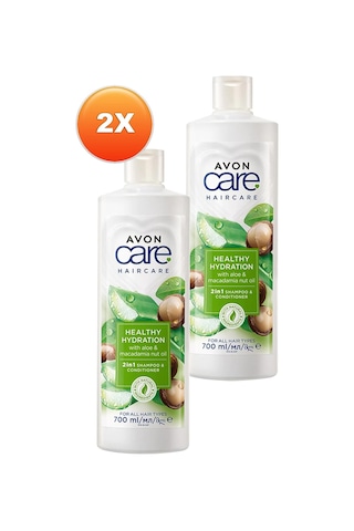Avon Care Aloe Vera Ve Makademya Fındığı Yağı Şampuan Ve Saç Bakım Kremi 700 Ml. İkili Set