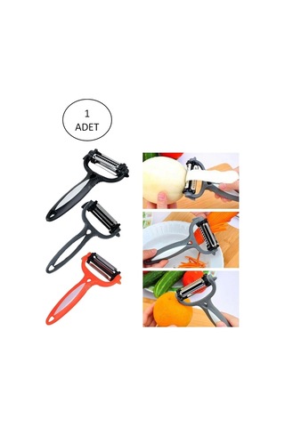 Renkli Saplı 3 Başlı Çelik Soyacak - Soyucu Çok Renkli