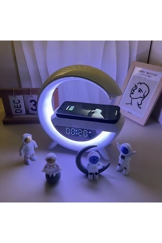 6'sı 1 Arada Kablosuz Şarjlı Rgb Gece Lambası Bluetooth Hoparlör Ve Alarm Saat-1755