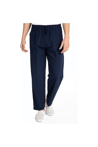 Erkek Ham Bez Lastikli Yüksek Bel Rahat Kalıp %100 Natural Pamuk Eşofman Alt Pantolon Alt Giyim 2188-Lacivert