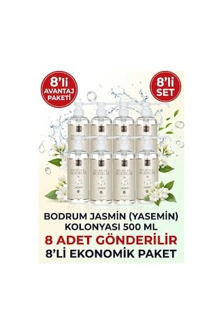 Jasmin Beyaz Yasemin Kolonyası 500 Ml Pompalı Sprey Başlıklı 8'li Paket 80 Kurumsal Koli
