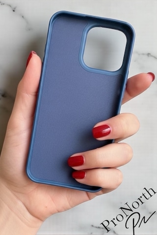 Iphone 15 Uyumlu Kılıf Logolu Lansman Soft Yumuşak Içi Kadife Silikon Kapak Lacivert