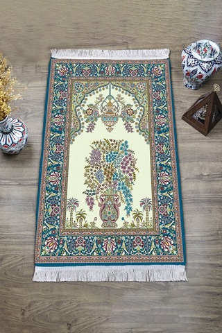 Dijital Baskı Kaymaz Tabanlı Yıkanabilir Püsküllü Seccade Scd0018 Renkli