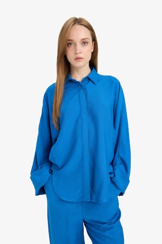 DeFacto Relax Fit Basic Düz Keten Karışımlı Uzun Kollu Tesettür Gömlek Tunik D9702AX25SMBE43