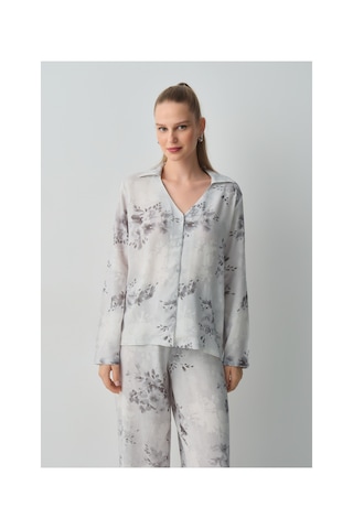 Suwen Glace Gömlek Yaka Pijama Takımı Wsh10510043337 Gri