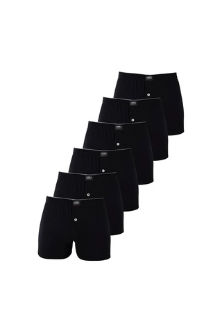 Hadpols Özel Seri Pamuklu Lastikli İç Giyim 6'lı Paket Siyah Erkek Penye Havlu Bel Boxer %100 Pamuk