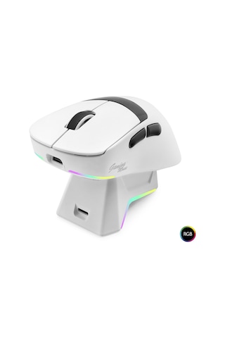 Mofan Mf1216w Tri Mode Rgb Gaming Mouse Manyetik Şarj Standlı Oled Ekranlı 12000 Dpı Beyaz Diğer