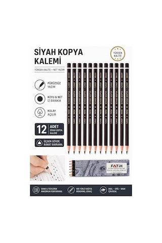 Siyah Kopya Kalemi 12 Adet Fatih Dermo Siyah Kopya Kalemi Deri Ve Cilt Kalemi