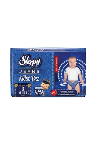 Sleepy Külot Bebek Bezi Jeans Jumbo Beden:3 4-9kg Midi 34 Adet 3 Numara