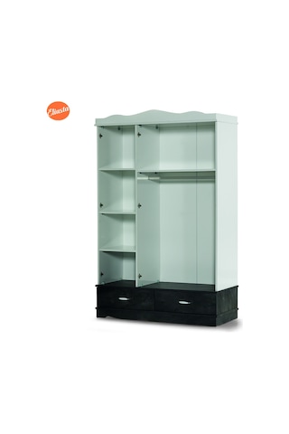 Bebek Odasi Takimi Uzamali Sallanir Beşik 3 Kapili Dolap Gardirop Beyaz  -  Gri