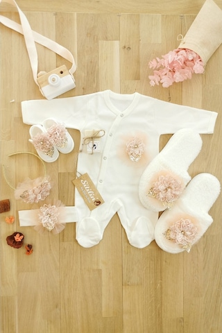 Dkc Lohusa Anne Ve Bebek Terlik Taç Seti Takım