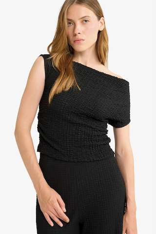 Defacto Slim Fit Dar Kesim Tek Omuzlu Bürümcük Bluz G2703ax25aubk81 Siyah
