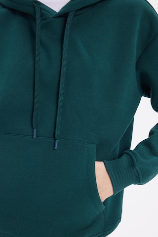 Tudors Kadın Oversize Geniş Kesim Pamuklu Yumuşak Dokulu İçi Polarlı Basic Yeşil Kapüşonlu Sweatshirt-42093 Yeşil2