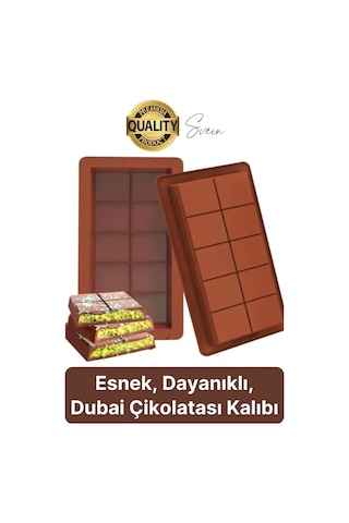 10 Bölmeli Dubai Çikolatası Kalıbı Silikon Bpa Free Kek Yapma Yıkanabilir Isıya Dayanıklı Esnek Standart