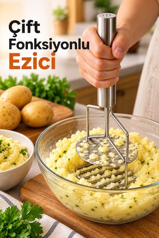 8 Parça Paslanmaz Çelik Mutfak Gereçleri Seti Sarımsak Ezici, Patates Ezici, Pizza Kesici, Soyacak, Limon Sıkacağı Gümüş