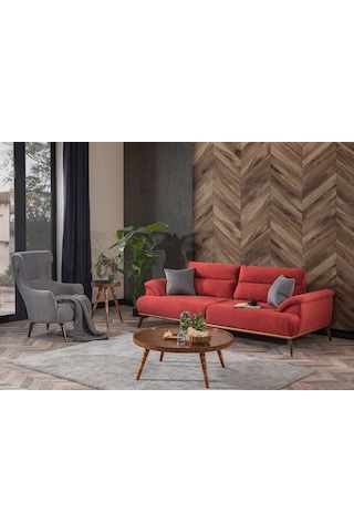 Weltew Home Milano Koltuk Takımı 3+3+1+1 Kırmızı-gri