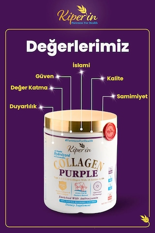 Kiperin Purple Çoklu Kolajen Peptitleri içeren Lipozomal Mor Kolajen 576 ﻿﻿ML