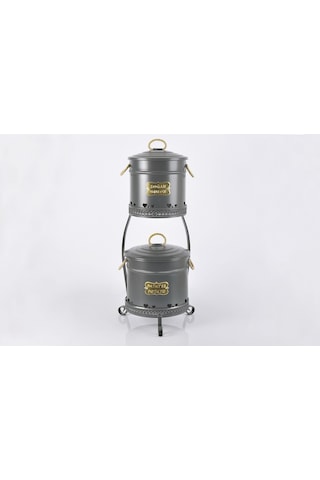 2 Katlı Metal Patates Soğan Saklama Kovası Antrasit