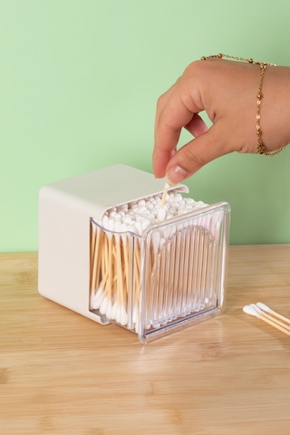 Porsima 3134 Doğal Ahşap Bambu Saplı Standlı Kulak Temizleme Çubuğu Seti- 190 Adet Renkli