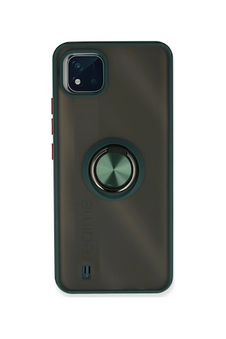 Uryport Realme C11 2021 Kılıf Montreal Yüzüklü Silikon Kapak - Yeşil