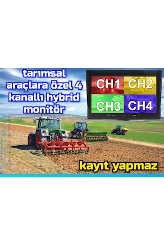 7 İnç Hybrid Monitör 4 Kanallı - Kamerasız Kayıt Yapmaz 12-24...