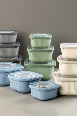 Micro Line Kare Saklama Kabı 600, 1100, 1800 Ml Üçlü Set Antrasit