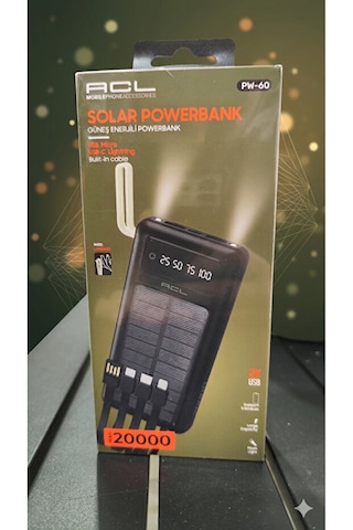 20.000 Mah Solar Güneş Enerjili Powebank - Acl Çoklu Renk