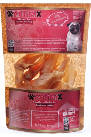 Petimix Kurutulmuş Kuzu Kulak Çiğneme Kemikleri Köpek Ödül Maması 100 G