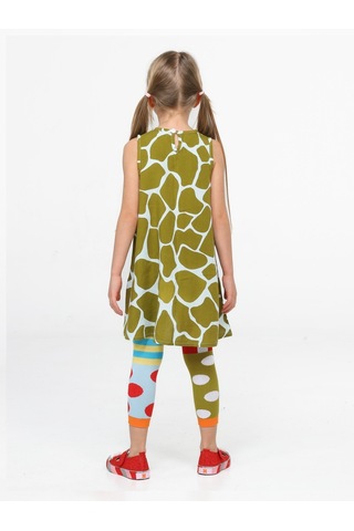 Yeşil Desenli Tunik + Çorap Tayt Takım-karışık Renk Gri