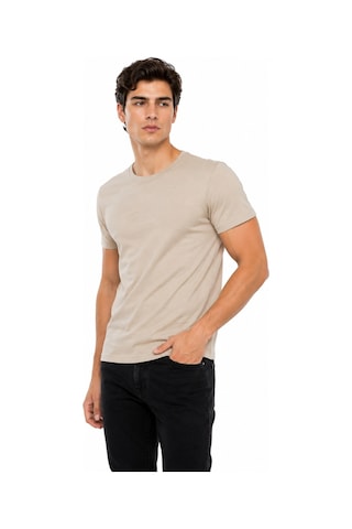 Foterman Erkek Sıfıryaka Regular Kalıp Tişört Bgl-st05573 Bej