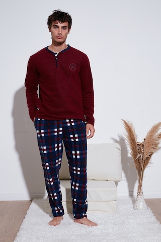 Buratti Regular Fit Bisiklet Yaka Kışlık Yumuşak Dokulu Polar Erkek Pijama Takımı 6096100 Bordo