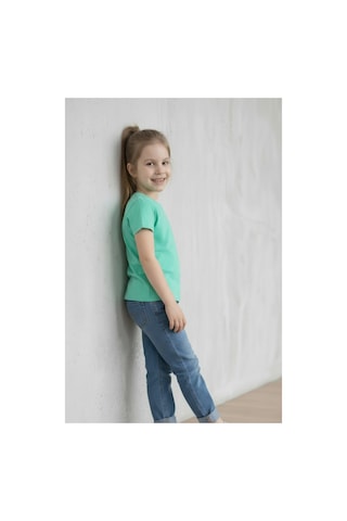 Kiagu Mint Kısa Kol Basic T-shirt- Terletmeyen Esnek Kumaş Pamuklu Mevsimlik Mint Kısakol Kız Çocuk Tsort Mint