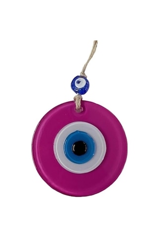 Pembe Nazar Boncuklu Duvar Süsü 10 Cm Cam Duvar Dekoru