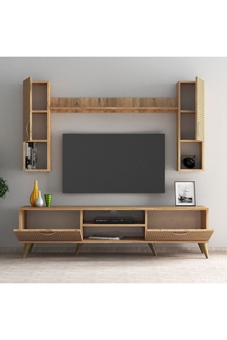 Mega 180 lik Kapaklı Raflı Tv Ünitesi Çam Hazeran Kapaklı - TVU02