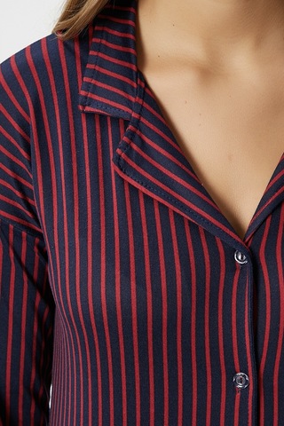 Ritnice Kadın Secret Extra Soft Lacivert Bordo Çizgili Pijama Takımı Bordolacivert Bordo - Lacivert