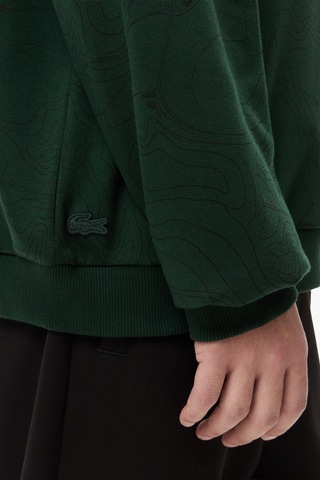 Lacoste Men's Oversize Sweatshirt Bol Kesim Kapüşonlu Pamuklu Erkek Sweatshirt Yeşil