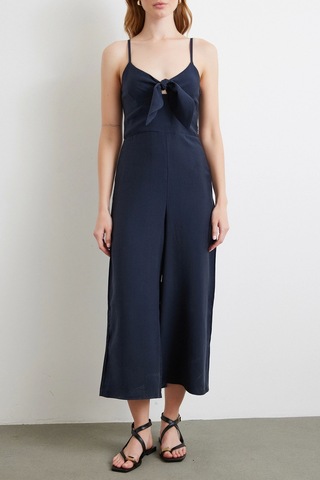 Fiyonklu Askılı Tulum Lacivert Lacivert