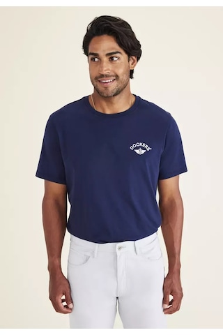 Dockers Erkek Minimalist T-shirt - Kısa Kol Yuvarlak Yaka Günlük Mavi