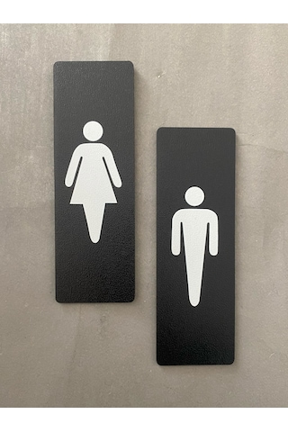 Siyah Mdf Serisi Wc Kadın&erkek Set Yönlendirme Levhası