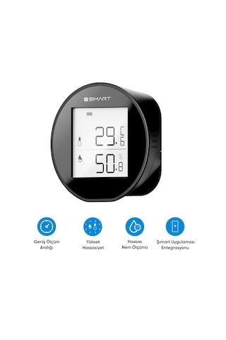 Akıllı Termometre Wi-fi Bağlantılı Sıcaklık Ve Nem Ölçer, Uygulama Destekli