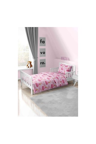 Lionas Tek Kişilik Nevresim Takımı Kız Çocuk Ranforce Pamuklu Prenses Desenli 155x230 Cm Açık Pembe