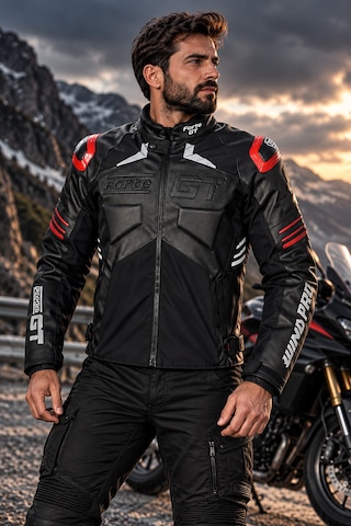 Yyk Forte Gt Deri Wınd Pro Motosiklet Montu Siyah Kırmızı - Mat Siyah