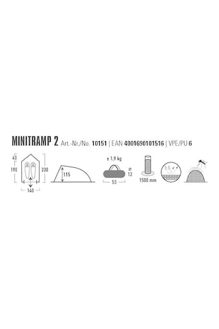 High Peak Minitarp 2 Kişilik Çadır Beyaz - Kırmızı