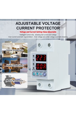 Mufunye 63a Akıllı Akım-voltaj Koruyucu, Led Ekranlı, Otomatik Yeniden Başlatma, Ev Ve Endüstriyel Kullanim