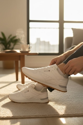 Enoch Erkek Baklava Desenli Tırtıklı Tabanlı Retro Stil Günlük Spor Ayakkabı Sneaker Beyaz