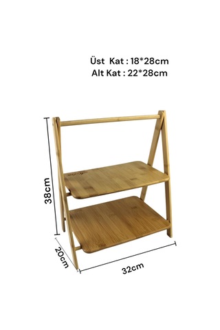 2 Katlı Bambu Stant, Baharat Stantı, Çok Amaçlı Mutfak Rafı